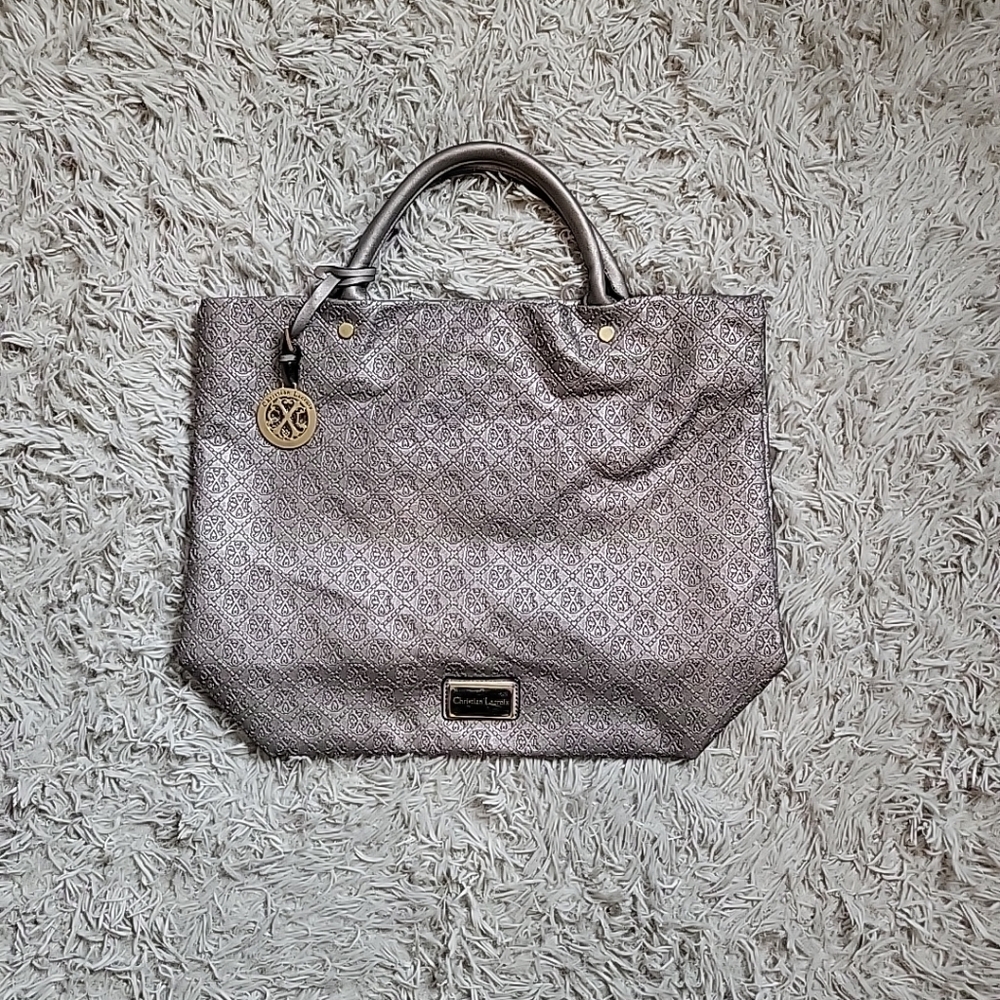 Christian Lacroix Tote Bag Purse Large Embossed Logo Designer Carryall Chic ✨️💫